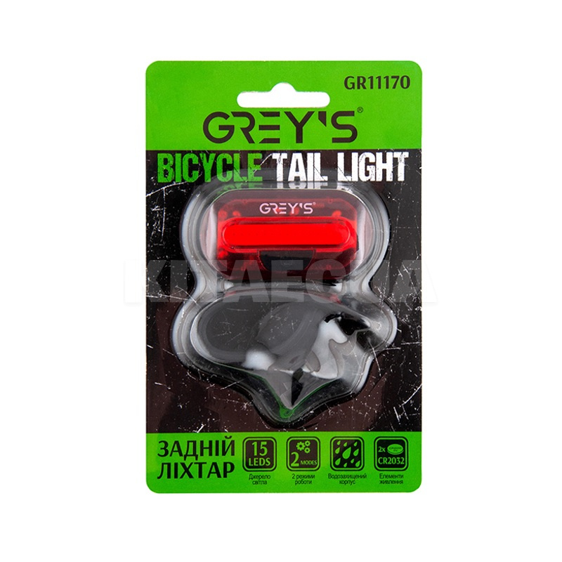 Велосипедный задний фонарь 30 х 10 х 55 мм Grey`s (GR11170) - 3